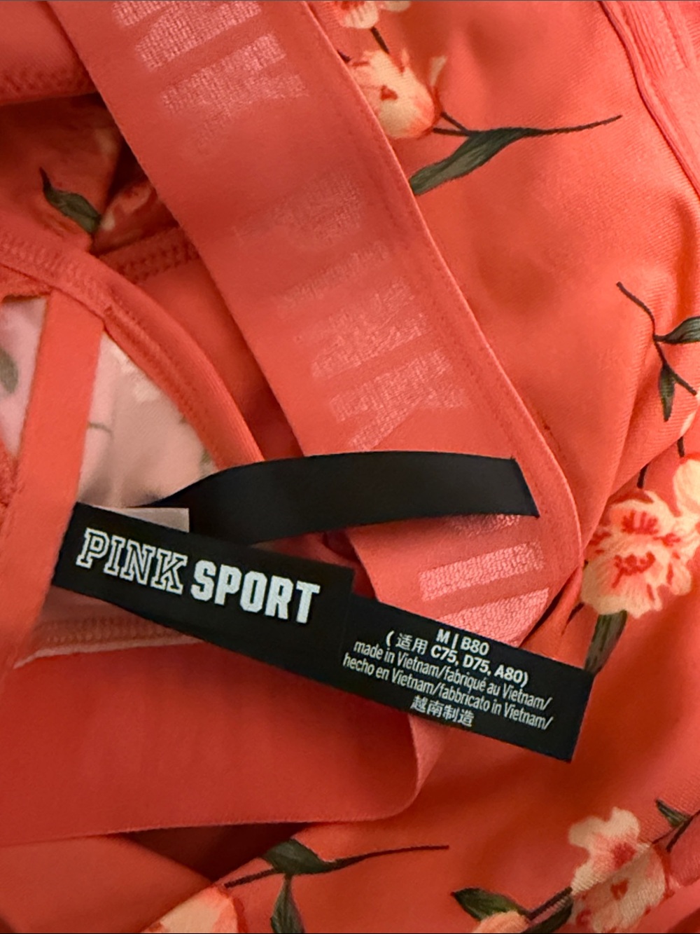 PINK Victoria's Secret NWOT Coral Floral Racerback Swim Top & Boyshorts Size Med - Picture 6 of 8
